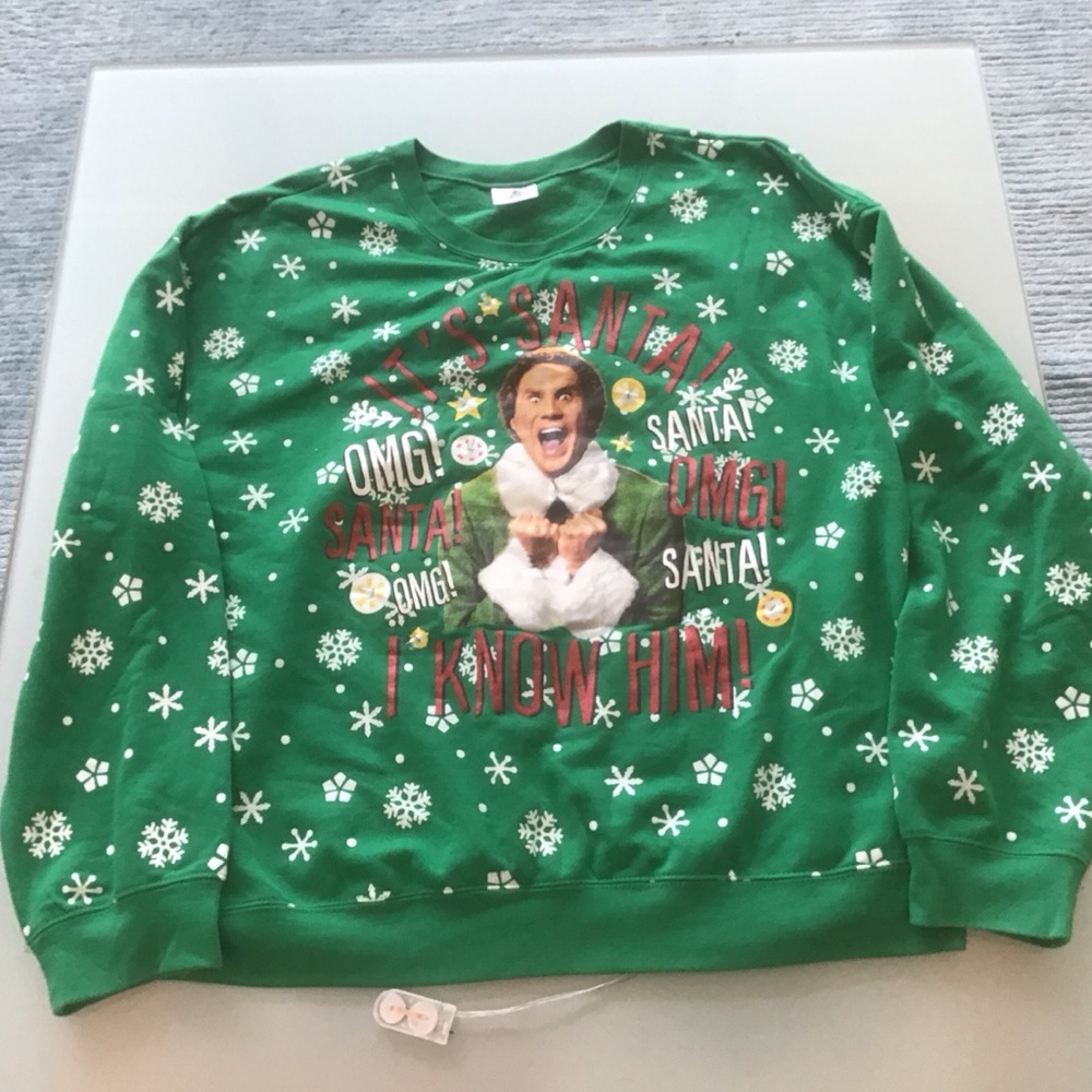 ELF OMG Santa I Know Him Ugly Christmas Sweater Sweatshirt Lighted XXXL‎ 3XL